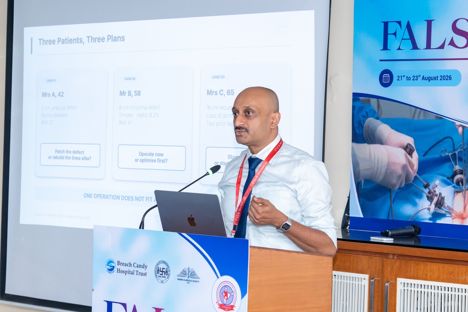 Dr Prasad Bhukebag delivering FALS Hernia Faculty Masterclass at Breach Candy Hospital